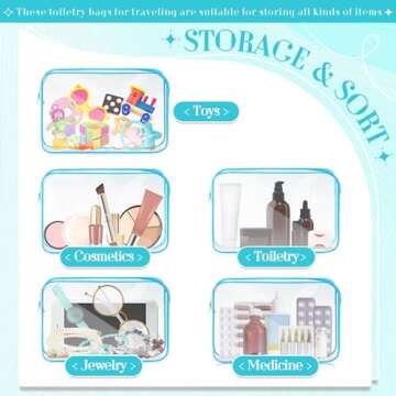 Locmeo Clear Makeup Travel Bag Set - 6 Durable PVC Bags