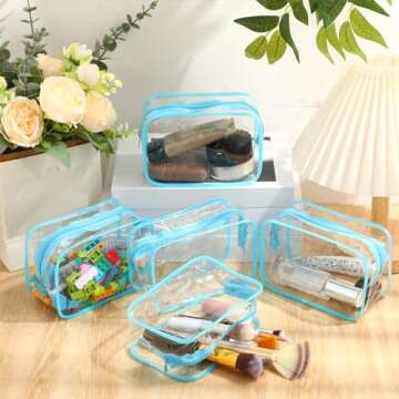 Locmeo Clear Makeup Travel Bag Set - 6 Durable PVC Bags