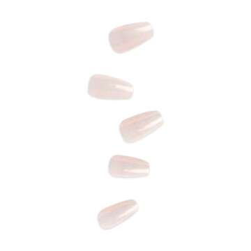 KISS Classy French Nail Manicure Kit with Gel Finish,Medium, Coffin Shaped, Includes Pink Nail Glue (Net Wt. 2 g / 0.07oz.), Mini Nail File,Manicure Stick,and 28 Fake Nails,Cozy Meets Cute', 28 Count