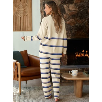 LILLUSORY Cozy 2 Piece Striped Lounge Set for Women
