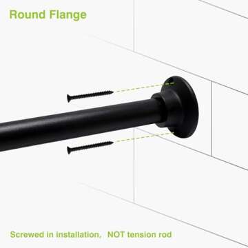 Naiture 60" Never Rust Stainless Steel Straight Shower Curtain Rod, Black Finish