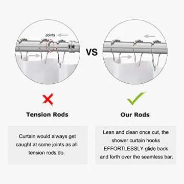 Naiture 60" Never Rust Stainless Steel Straight Shower Curtain Rod, Black Finish