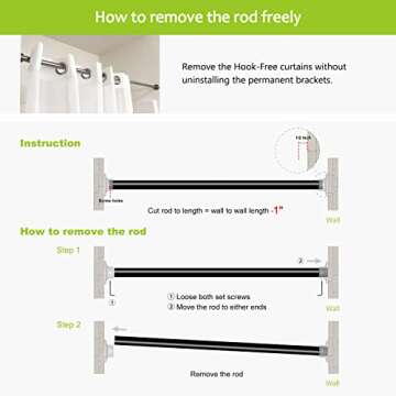 Naiture 60" Never Rust Stainless Steel Straight Shower Curtain Rod, Black Finish