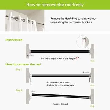 Naiture 60" Never Rust Stainless Steel Straight Shower Curtain Rod, Black Finish