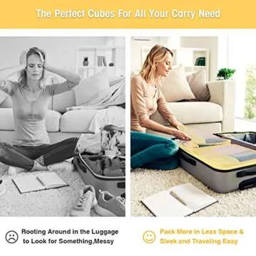 Packing Cubes for Travel 7 Set, Luggage Packing Organizers with Shoe Bag and Toiletry Bag (Yellow)