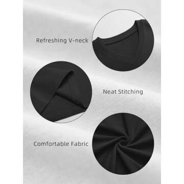 ATHMILE V Neck T Shirts for Women Oversized Tees Half Sleeve Cozy Comfy Tunic 2025 Y2K Tops Casual Black