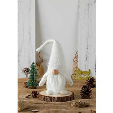 Funoasis Christmas Gnome Snow White Swedish Handmade Plush Gnomes Home Holiday Decor Ornaments Adorable Lucky Valentine Easter Thanks Giving Day Xmas Gift Stuffed Gnomes (Snow White- 16 inches)