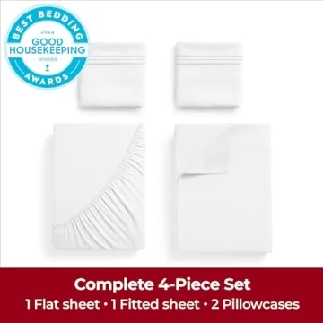 Mellanni Queen Sheets Set - 4 PC Iconic Collection Bedding - Hotel Luxury, Extra Soft, Cooling Bed Sheets - Wrinkle, Fade, Stain Resistant (Queen, White)