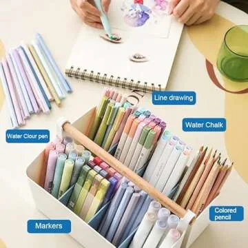 Vidifor Large Portable Basket with Handle, Plastic Craft Storage Organizer Caddy Tote with Adjustable Divided for Makeup Art Supplies, Sewing, Colored Pencils-Blue