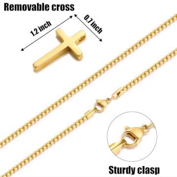 Durable Fiusem Gold Plated Cross Necklace for Men 18 Inch