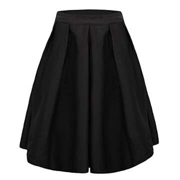 Face N Face Women's High Waisted A line Street Skirt Skater Pleated Full Midi Skirt X-Small Black