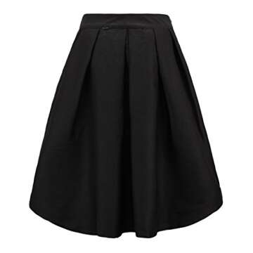 Face N Face Women's High Waisted A line Street Skirt Skater Pleated Full Midi Skirt X-Small Black