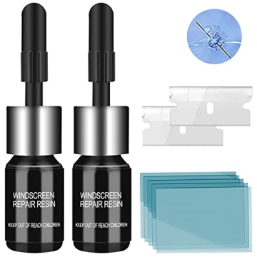 PEAKTOW Windshield Repair Kit, 2 Pack Car Windshield Crack Repair Kit, Rock Chip Repair Kit Windshield for Chips, Cracks, Bulls-Eye & Star-Shape Cack