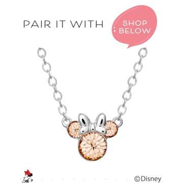 Brass Disney Womens Minnie Mouse April Birthstone Stud Earrings - Minnie Mouse Jewelry - Birthstone Earrings (April-Rose)