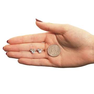 Brass Disney Womens Minnie Mouse April Birthstone Stud Earrings - Minnie Mouse Jewelry - Birthstone Earrings (April-Rose)