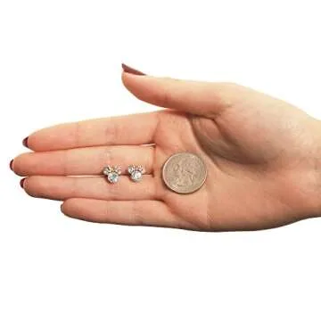 Brass Disney Womens Minnie Mouse April Birthstone Stud Earrings - Minnie Mouse Jewelry - Birthstone Earrings (April-Rose)