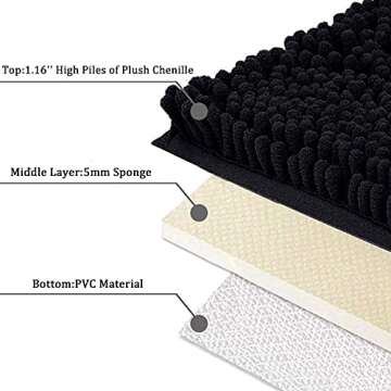 SONORO KATE Non-Slip Plush Bathroom Rug for Comfort