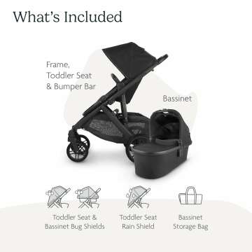 UPPAbaby Vista V2 Stroller - Charcoal & Black Leather