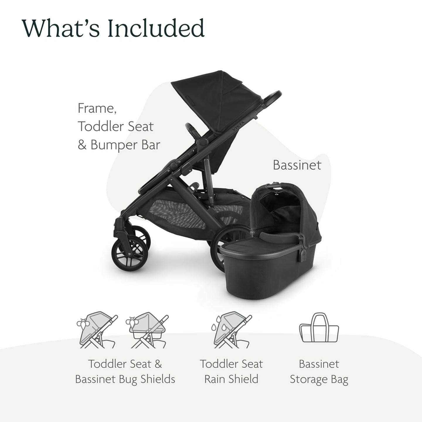 UPPAbaby Vista V2 Stroller - Charcoal & Black Leather