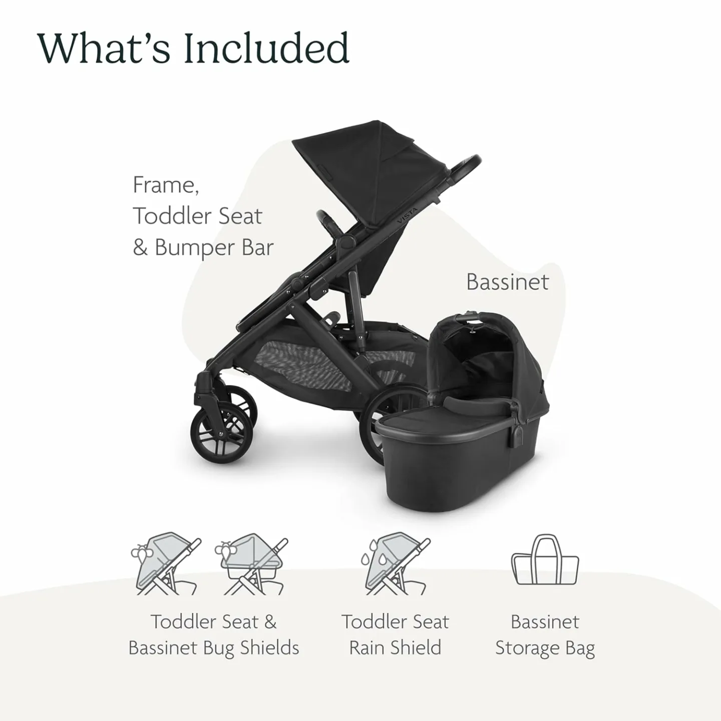 UPPAbaby Vista V2 Stroller - Charcoal & Black Leather
