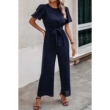 PRETTYGARDEN Women's Puff Sleeve Jumpsuit for Summer Style