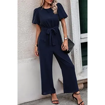 PRETTYGARDEN Women's Puff Sleeve Jumpsuit for Summer Style