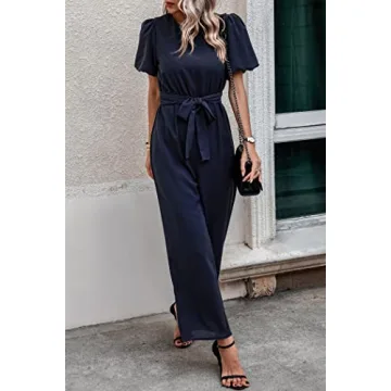 PRETTYGARDEN Women's Puff Sleeve Jumpsuit for Summer Style