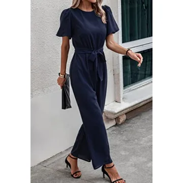 PRETTYGARDEN Women's Puff Sleeve Jumpsuit for Summer Style