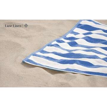 LANE LINEN 100% Cotton Beach Towel - 2 Pack Oversized Cabana Stripe Large Soft & Quick Dry Pool Towe...