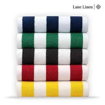 LANE LINEN 100% Cotton Beach Towel - 2 Pack Oversized Cabana Stripe Large Soft & Quick Dry Pool Towels, Beach Essentials for Women (36" x 72') - Light Blue