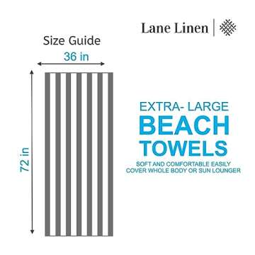 LANE LINEN 100% Cotton Beach Towel - 2 Pack Oversized Cabana Stripe Large Soft & Quick Dry Pool Towels, Beach Essentials for Women (36" x 72') - Light Blue