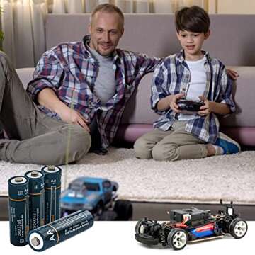 Rechargeable AA Batteries Uzone Lithium Ion 1.5V 2600mWh AA Recharge Battery with USB Charger, 4-in-1 USB Type C Charging Cable, Over 1200 Cycles,Storage Cases, 1.5H Quick Charge AA Battery Pack of 4