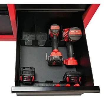 Milwaukee Heavy Duty Red & Black 46 in. 8-Drawer Rolling Steel Storage Cabinet | Contemporary Hardware Chest for Your Carpentry or Construction Tools like Drills, Wrenches, Drivers & Battery Packs