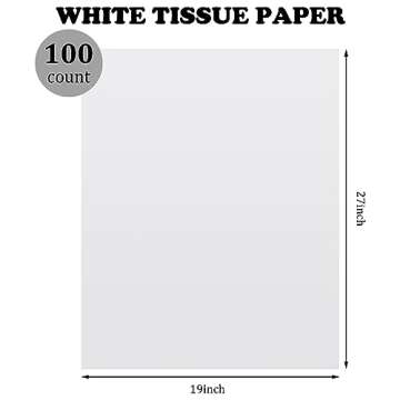 Yeaqee 27x19 Inches Wet Strength Tissue Paper for Art White Wrapping Paper Sheets Packing Tissue Pap...