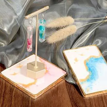 LEOBRO 5 Pack Resin Molds, Include Round, Square, Rectangle, Ellipse, Small Rectangle Shaped Jewelry Casting Molds, Coaster Molds, Come with 1PCS A4 Silicone Sheet and 1PCS Tweezers