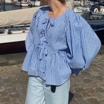 Trendy Tie Front Leopard Print Peplum Top for Women