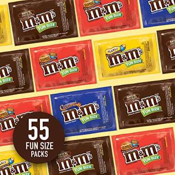 M&M'S Fun Size Milk Chocolate, Peanut, Peanut Butter & Caramel Candy Variety Pack, 30.35 oz/55 ct Bulk Candy Bag