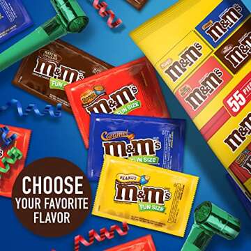M&M'S Fun Size Milk Chocolate, Peanut, Peanut Butter & Caramel Candy Variety Pack, 30.35 oz/55 ct Bulk Candy Bag