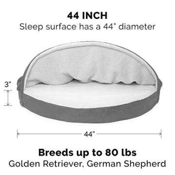Furhaven 44" Round Orthopedic Dog Bed for Large Dogs w/ Removable Washable Cover, For Dogs Up to 80 ...