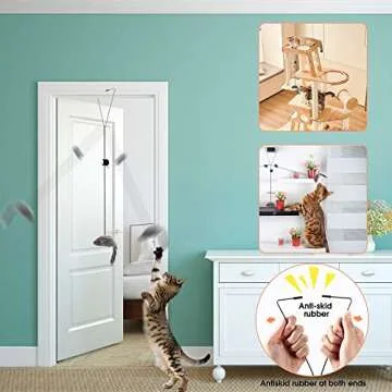 FYNIGO 2 Pcs Self Play Hanging Door Cat Mouse Toys for Bored Indoor Adult Cats Kitten,Interactive Cat Mice Toys for Hunting Exercising Eliminating Boredom, for All Breeds