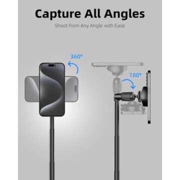TODI Magnetic Tripod for iPhone with Remote, Cell Phone Tripod Stand for Recording, Travel Tripod Compatible with MagSafe, Selfie Stick Tripod for iPhone 15/14/13/12 Series