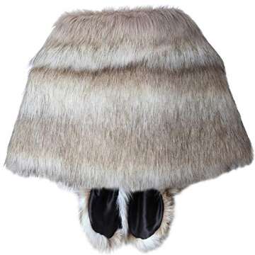 Caracilia Women Luxury Faux Fur Shawl Wrap Stole Cape For Wedding Fox Fur S CA95 Fox White / Brown