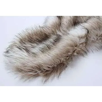 Caracilia Women Luxury Faux Fur Shawl Wrap Stole Cape For Wedding Fox Fur S CA95 Fox White / Brown