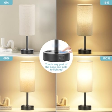 Fenmzee 3 Way Dimmable Touch Lamp for Bedroom