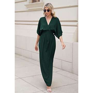 Meenew Women Summer Boho Long Dress Empire Waist High Slit Chiffon Maxi Dress S