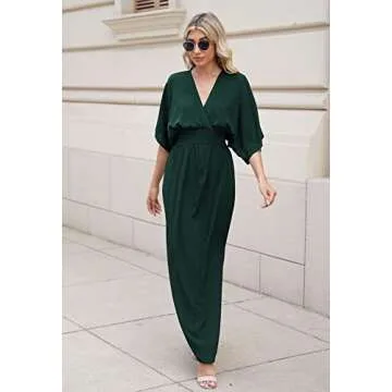 Meenew Women Summer Boho Long Dress Empire Waist High Slit Chiffon Maxi Dress S