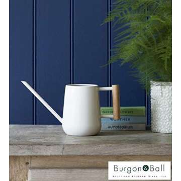 HENSITA Gardenbb Indoor Watering Can in Stone Cream 12floz Lightweight with Wooden Handle Thin Spout