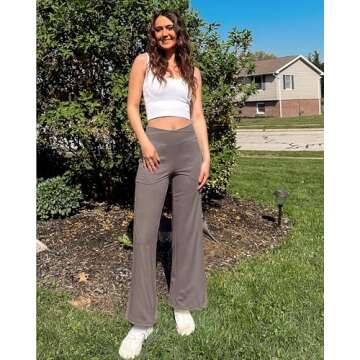 G4Free Loose Pants for Women Wide Leg Trouser Pants with Pockets Stretch Yoga Dress Pants for Business Casual Lounge(Taupe,XL,31")