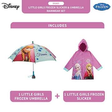 Disney Kids Umbrella And Poncho raincoat Set, Frozen Elsa & Anna Rain Wear For Girls Ages 4-7