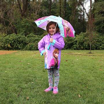 Disney Kids Umbrella And Poncho raincoat Set, Frozen Elsa & Anna Rain Wear For Girls Ages 4-7